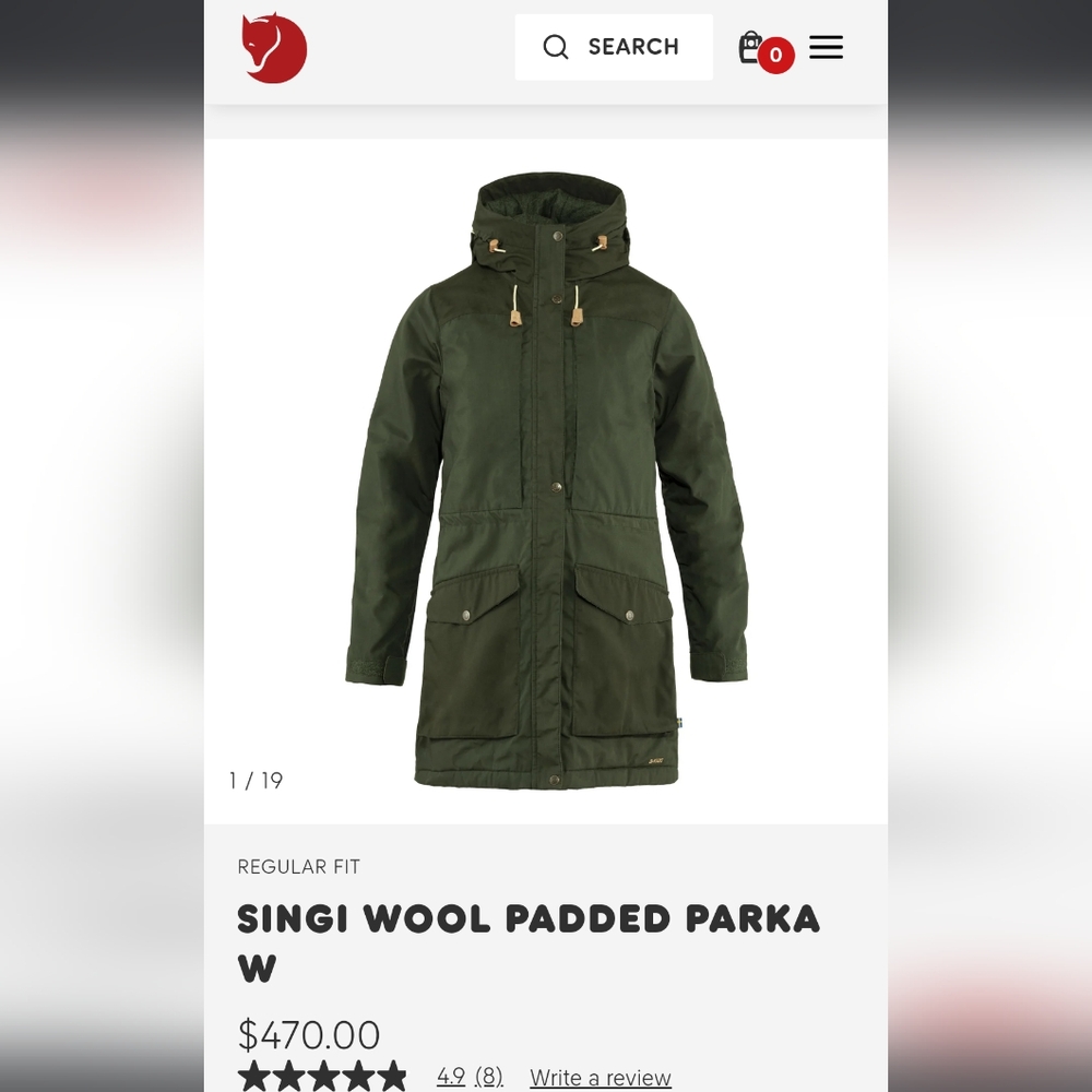 Fjall Raven Singi wool padded winter parka